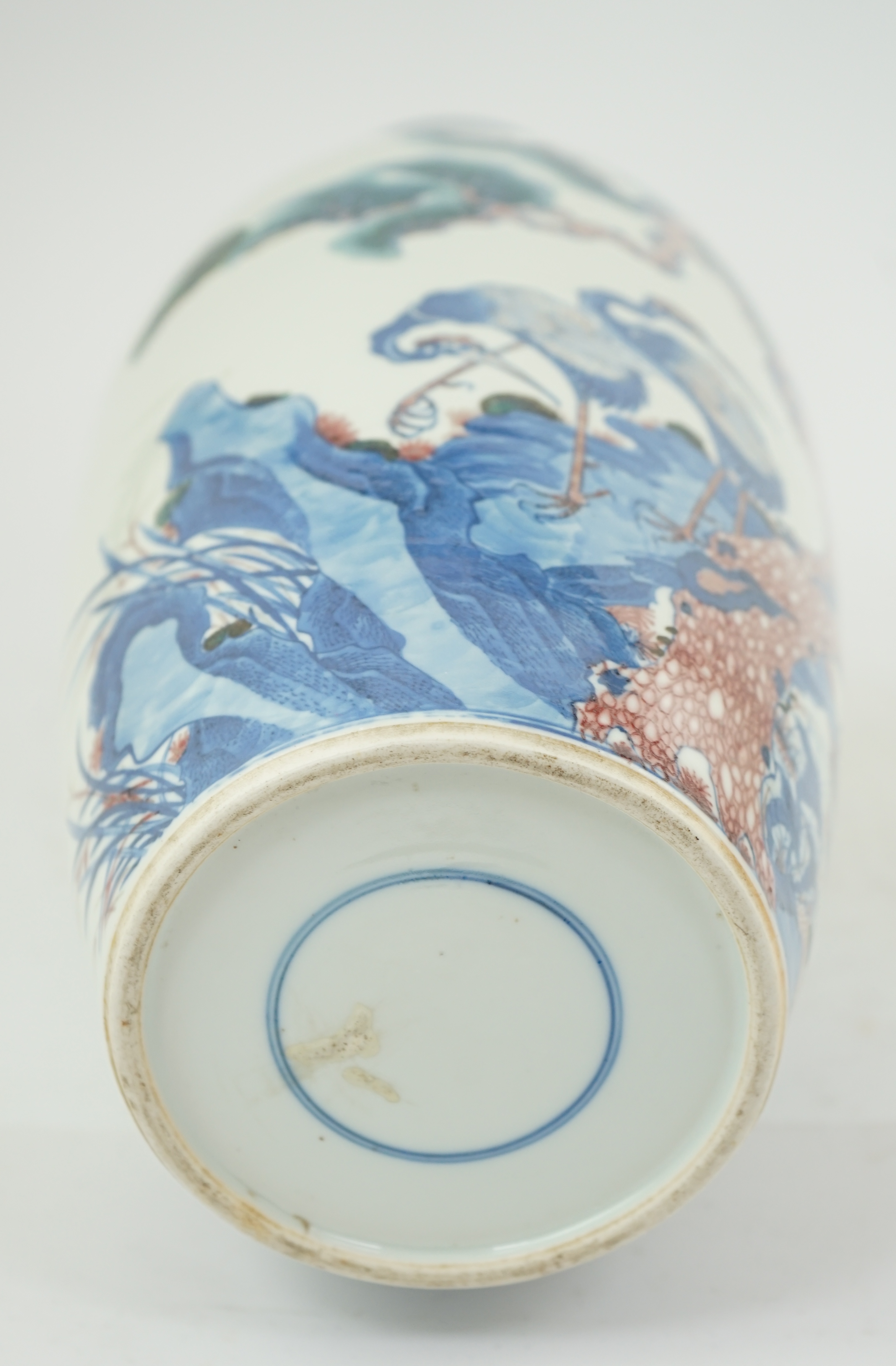 An unusual Chinese underglaze blue and copper red ‘longevity’ vase, 19th century